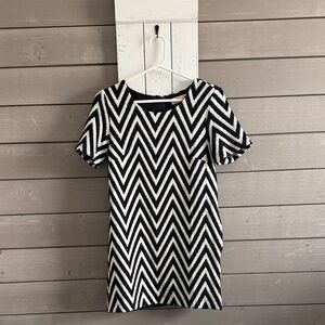 Boutique Black and White Chevron Dress